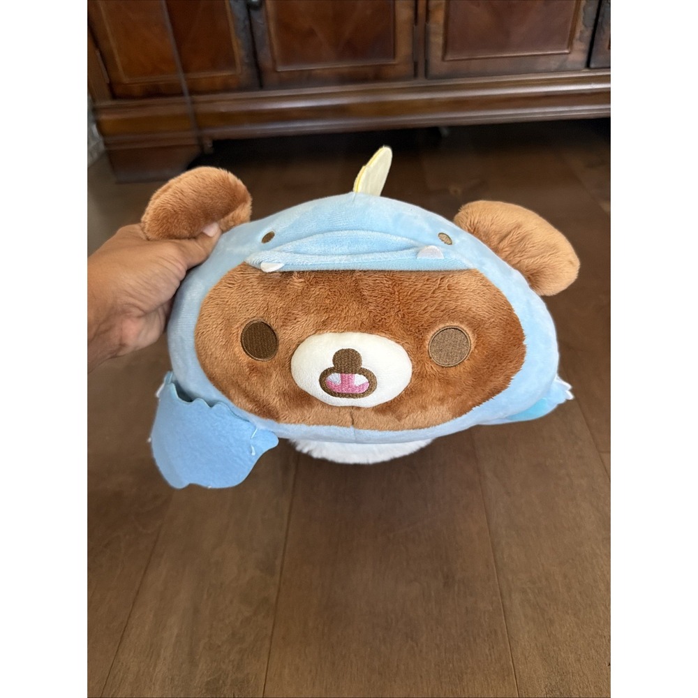 San-X Rilakkuma Chairoikoguma Blue Dinosaur Costume 16" Plush Round1 Exclusive
